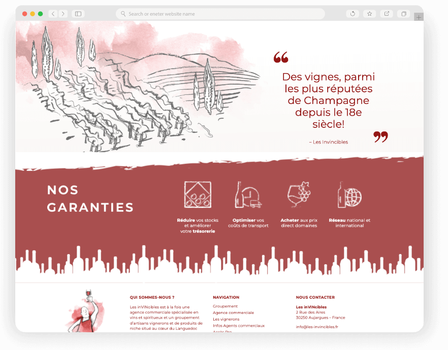 lES INVINCIBLES - marchand de vins - création de site internet Keole Agence web