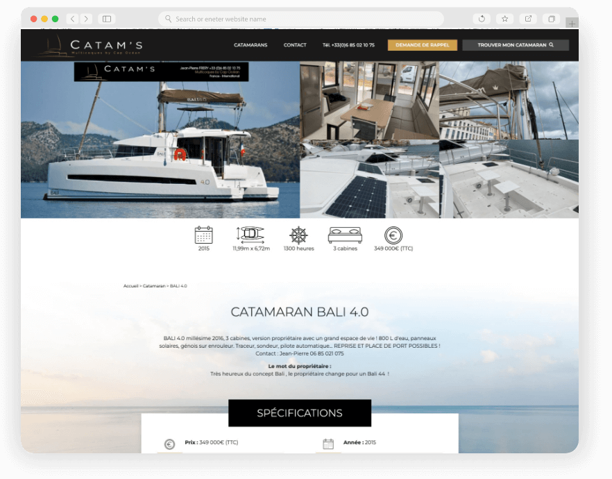CATAM'S - VENTE DE CATAMARANS EN LIGNE - CREATION SITE INTERNET KEOLE