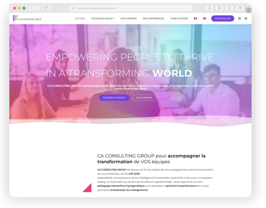 CA CONSULTING GROUP, cabinet spécialisé dans les soft skills, experts en leadership, management, communication, vente et relation client.