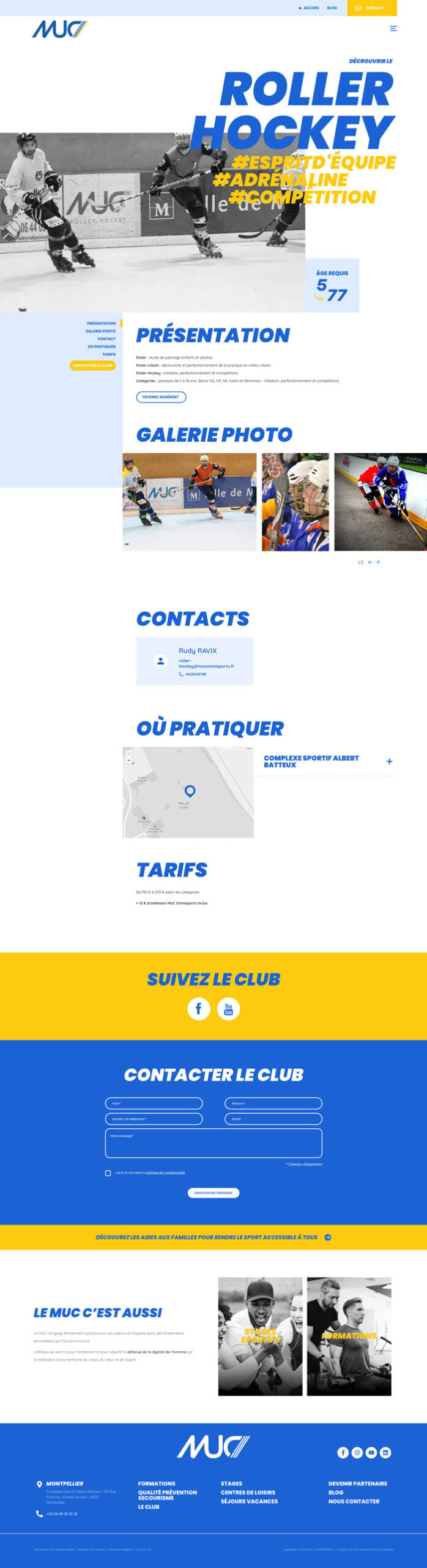 Développement sur mesure d'une page interne pour le MUC omnisports