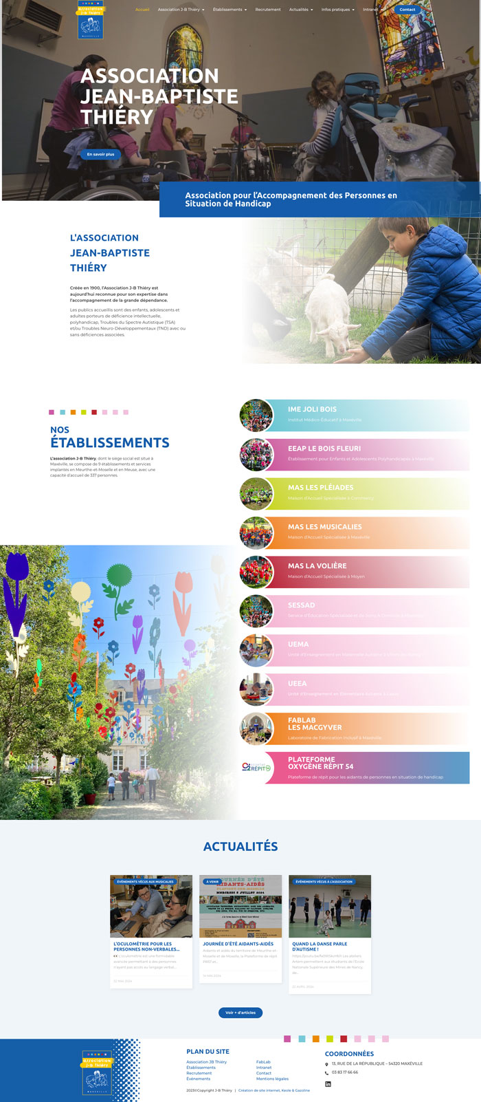 Page d'accueil du site de l'Association J-B Thiery