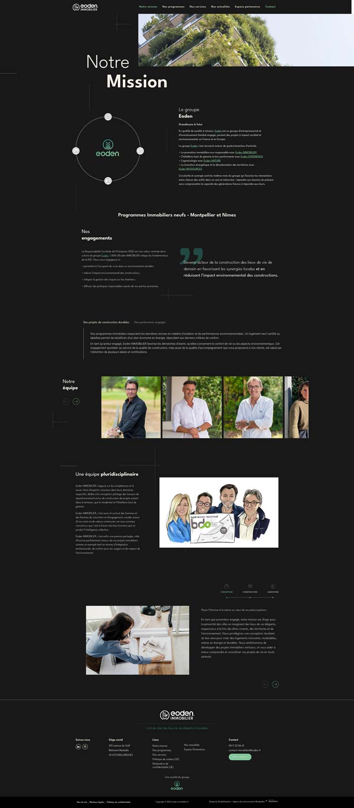 Page interne du site Eoden immobilier