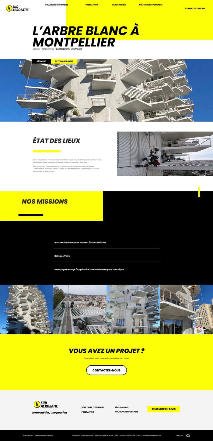 Page interne de la refonte graphique du site Sud Acrobatic